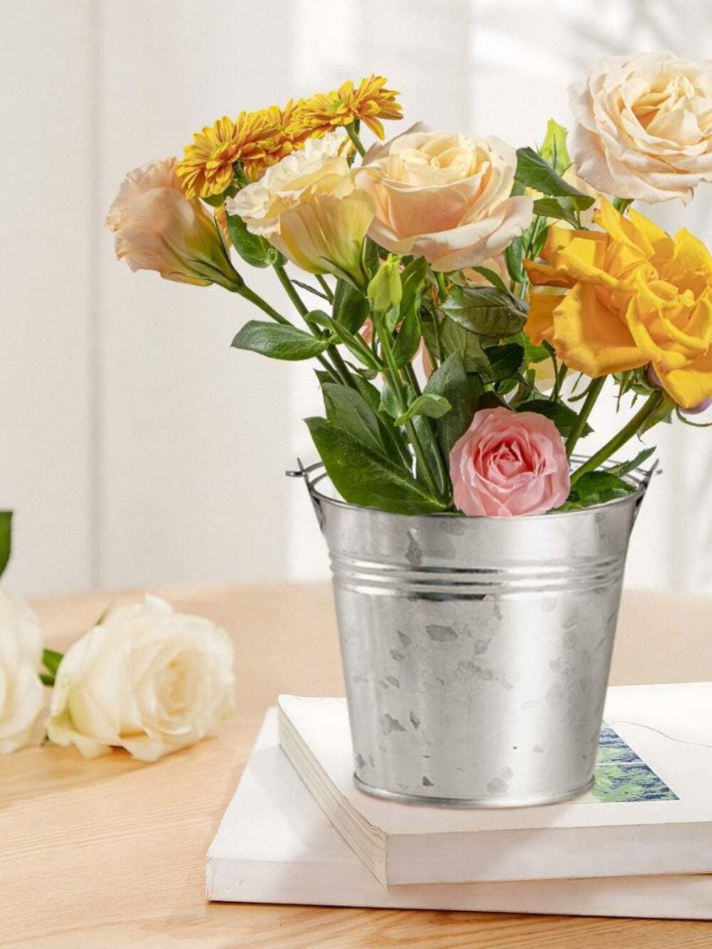 8 Pack Galvanized Metal Buckets with Handle Ice Pails for Plants, Succulents, Pa - Picture 6 of 7